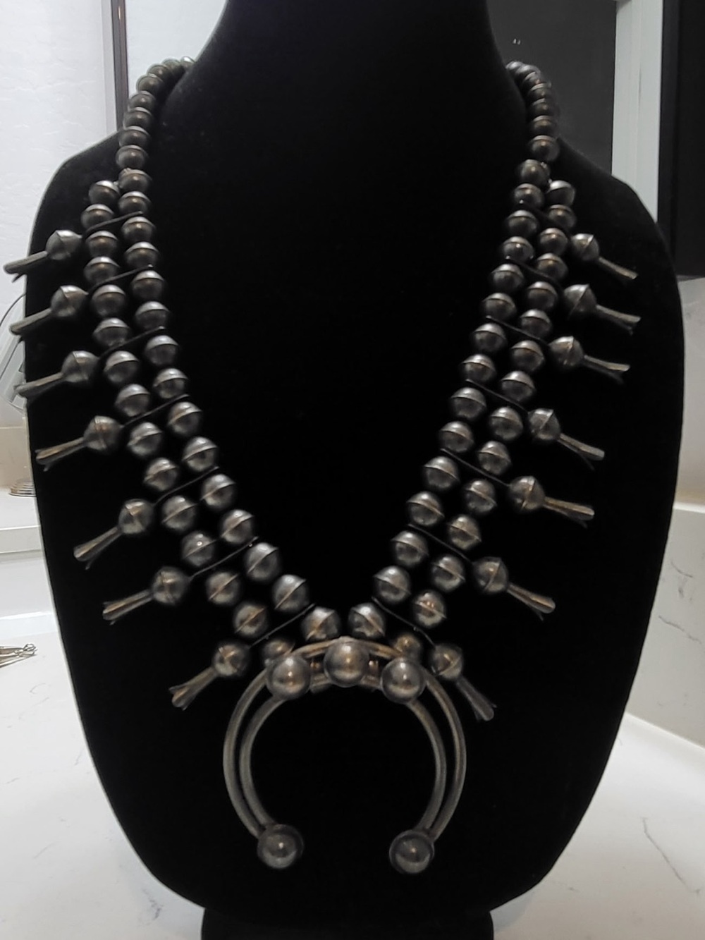 Authentic Navajo Sterling signed squash w/ earrings